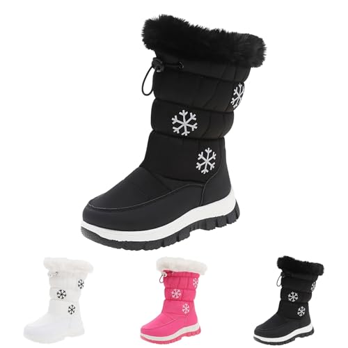 IWIHMIV Snow Boots for Kids Mid Calf Winter Shoes Thickened Bottom Warm Cotton Shoes Outdoor Non Slip Snow Boots2