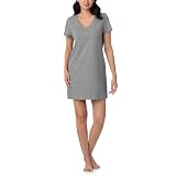 Nautica Womens Sleep Shirt Dress - Mid-Thigh Length Lightweight, Breathable Pajama Top - Cotton Knit Jersey V-Neck Sleepwear and Loungewear, Heather Gray, X-Large