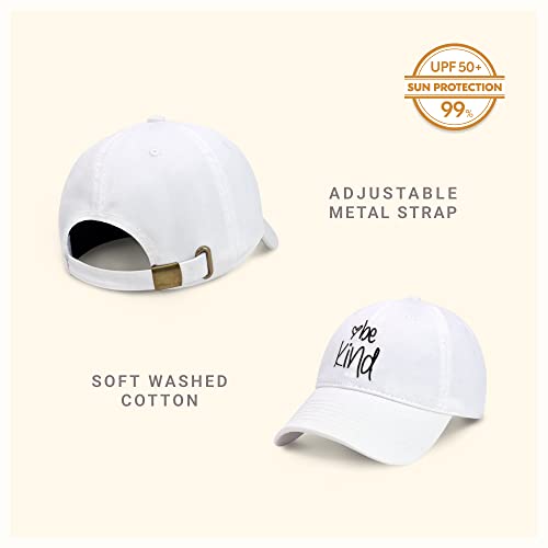 Chok.lids Be Kind Trendy Womens Baseball Cap Unisex Fashion Cotton Polo Style Fun Inspirational Saying Seasonal Outdoor Travel Headwear (White) #TOP1