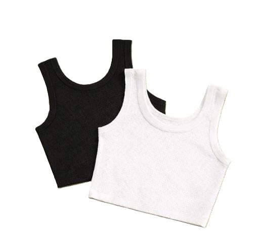 Women Ribbed Sleeveless Crop Tank Top Pack of 2 Stretch Fitted Casual Modern Stylish Tank Combo-picture-47