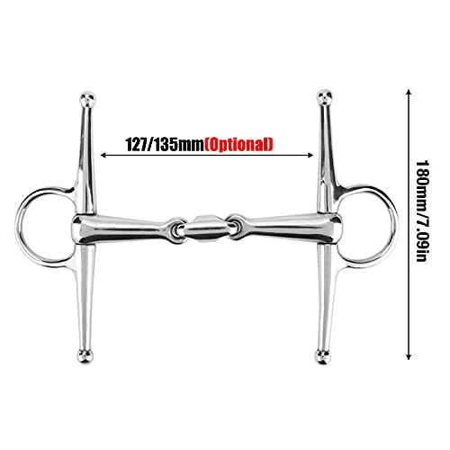 TopHomer Full Cheek Stainless Steel Horse Trense Bit Ring Three section Full Cheek Trense Horse Riding Rotary Directional Aid Roller Ring (135 mm)