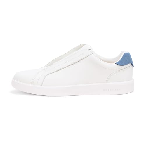 Cole Haan Cole Haan Women's Grand Crosscourt Luxe Slip On Sneakers, White Leather/Moonlight Blue Suede, 7-B US