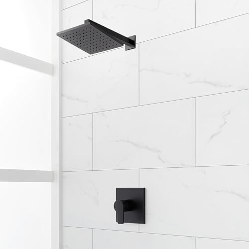 Signature Hardware 953889 Hibiscus Pressure Balanced Shower System with Shower Head, Shower Arm, and Valve Trim - Matte Black