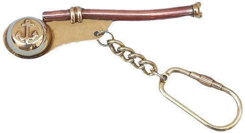 JSI Nautical Solid Brass/Copper Boatswain (Bosun) Whistle Key Chain-image-35