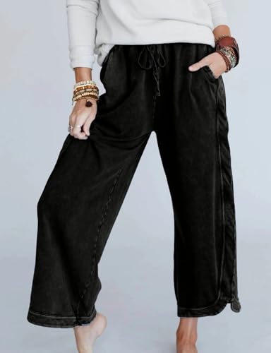 Women's Casual Wide Leg Pants High Waist Drawstring Sweatpants Baggy Athletic Trousers with Pockets2