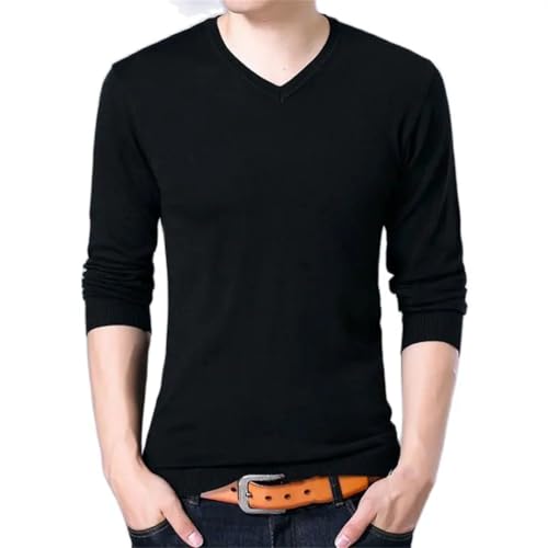 Mens Slim Fit Knitting Long Sleeve Fashion V-Neck Sweaters Plus Size2