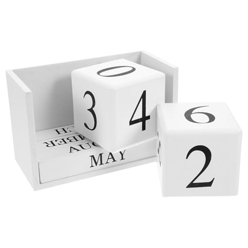 VALICLUD 欧式卓上万年カレンダー 木製デスクカレンダー フリップ式日付表示 おしゃれなオフィス装飾 教室用実用的デスクアクセサリー