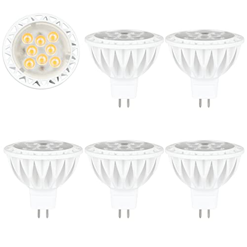 BAOMING Ampoules LED GU5.3 Blanc chaud 2700 K 450LM (équivalent 50 W) Angle de faisceau 38° 5W MR16 12V LED Spot Non Dimmable , Lot de 6 Cover