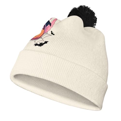 Babrukda Kids Hat Beanie with Pompom Winter Warm Hat for Girls and Boys Thick Slouchy Knit Skull Cap Halloween Headwear
