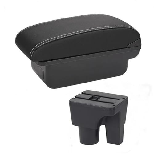 車用アームレストボックス センターコンソール収納スペースケース 肘置き カップホルダー付きに適合するスズキに適合するリアナ A6 2001 2002-2023用(A-Black white line)