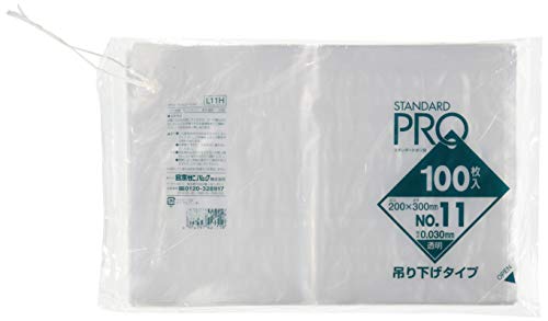 Japan Sanipack L11H Plastic Bags, Storage Bags, Standard Bags, Hanging with Strings, No. 11, Transparent, 100 Pieces, Trash Bags