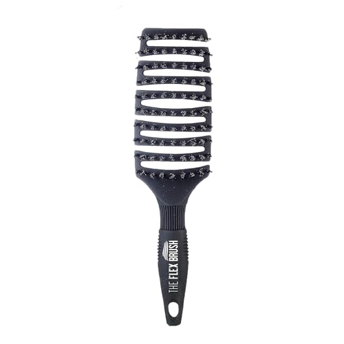 Flex Brush Vented Hair Brush for Blow Drying, Flexible Bristle for Women & Kids, Detangling, Massages Scalp for Hair Growth, Lightweight & Vented for Faster Drying, Boar Bristle & Nylon Mi...
