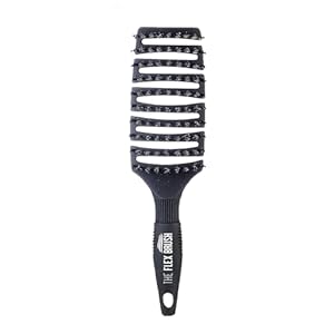 Flex Brush Vented Hair Brush for Blow Drying, Flexible Bristle for Women & Kids, Detangling, Massages Scalp for Hair Growth, Lightweight & Vented for Faster Drying, Boar Bristle & Nylon Mix (XL,Black)