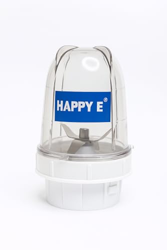 Image of HAPPY E Transparent Bullet Jar 300 ml | BPA-Free Polycarbonate | 304 Stainless Steel Blades | Fits 2-Lock Mixer Grinders