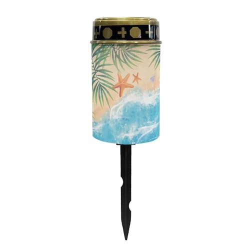 Image of Beach Theme Solar Grave Lights for Cemetery Flameless Solar Powered Light for Prayer Waterproof Cemetery Solar Lights for Grave Cemetery Decor Candle Lamp