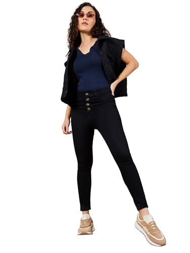 Image of Dolce Crudo Women's Skinny High Rise Bleached Cropped Stretchable Denim Jeans