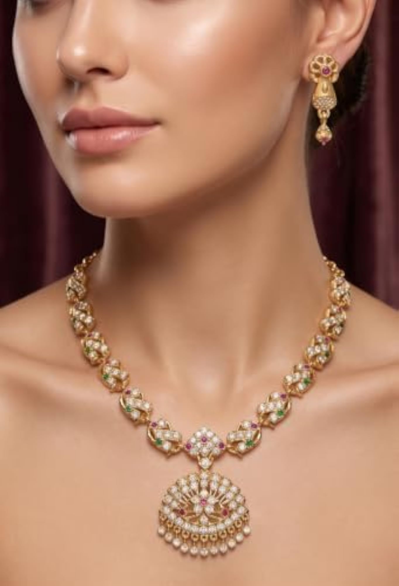 Women's Emerald Ruby Earring Set