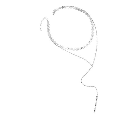 Yanxyad Exquisite Thin Layered Sequins Choker Necklace Women Men Long Chain Pendant Necklace Cover