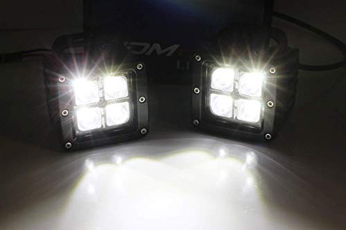 Ijdmtoy Led Pod Light Fog Lamp Kit Compatible With Toyota Tundra Tacoma Sequoia Solara, Includes (2) 20W High Power Cree Led Cubes, Foglight Location Mounting Brackets & Wiring/Adapter Harnesses #TOP2