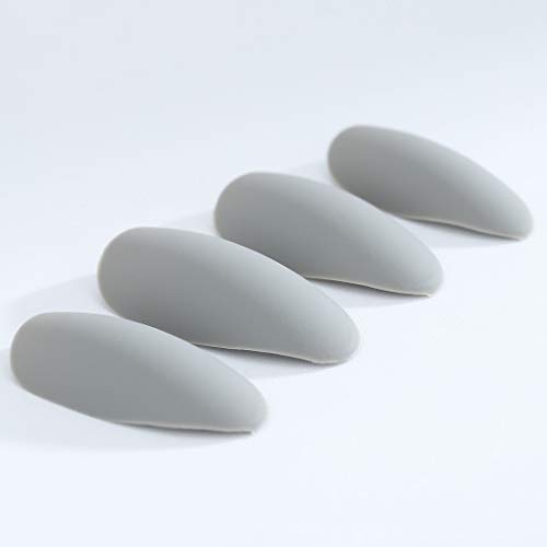 Handcess Stiletto Kunstnägel, matt, lang, grau, zum Aufdrücken, für Damen und Mädchen (Grau) – Bild 6