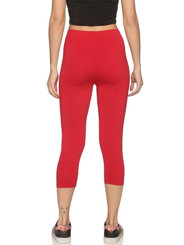 Image of OUTFLITS Women's Knee-Length Cotton Spandex Essential Capri Stretchy Leggings |Small - 2XL Adult |Yoga Leggings, Workout, Gym, Running 3 /4th Leggings for Women(OFLLC)