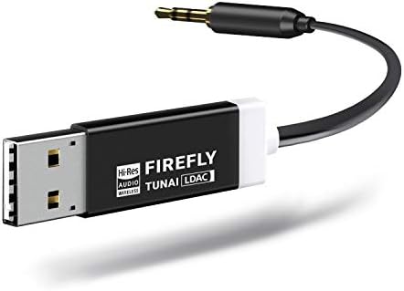 TUNAI Firefly LDAC Bluetooth Receiver: High Resolution Wireless Audio Bluetooth 5.0 Adapter with Audiophile USB DAC 3.5mm AUX for Car/Home Stereo Hi Res Music Streaming; Auto On, No Charging Needed