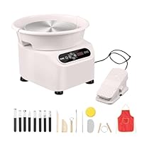VEVOR Töpferscheibe, 28 cm Töpferformmaschine, 350 W elektrische Töpferscheibe mit Pedal & LCD-Touchscreen, Direktantrieb-Keramikscheibe mit Formwerkzeugen für Heimwerker-Kunsthandwerk, weiß