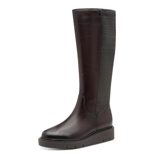 Tamaris Botas altas para mujer, cómodas, largas, planas por la rodilla, color mocca napa, talla 40 EU, Mocca Nappa, 40 EU