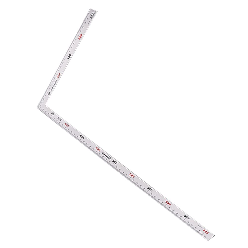 Règle à angle droit en acier inoxydable Règle carrée en forme de L Règle de béquille épaissie à 90 degrés pour charpentier, ingénieur, couvreur, artisans (Blanc (500 * 250 * 1.2))