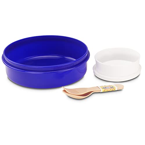 Image of Nayasa Spill Guard No.1 Regular Round Plastic Lunch Box | Pack of 2 | Airtight & Leakproof Lids | Light Weight | Easy to Carry | Ideal for School Going Kids | Blue