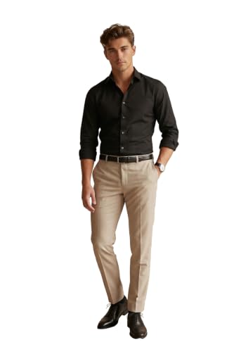 Image of Peter England Men's Premium Formal Stretchable Knit Super Slim Fit Trouser | Comfort Lycra | 360-Degree Stretch