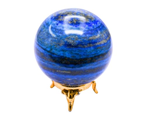 Image of Certified Lapis Lazuli Crystal Ball for Meditation - Premium Crystal Vastu Items for Home and Feng Shui Items for Good Luck - Ideal for Pooja Supplies and Spiritual Practices (2.5 inch Inch)