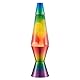 LAVA® - Lampe Regenbogen 2513, handbemalte dreifarbige Form, weißes Wachs, klare Flüssigkeit, dekorativer Sockel und Deckel, Original 14,5 Zoll Bewegungslampe der Marke
