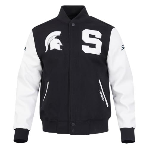 Pro Standard MENS COLLEGE MICHIGAN STATE UNIVERSITY COLLEGE CLASSIC CHENILLE VARSITY JACKET BLACK/WHITE M60030 L