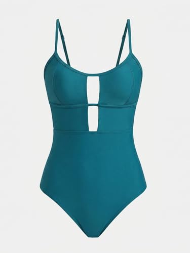 Image of CUPSHE Women's Scoop Neck One Piece Cutout Monokini Swimsuit | Back Self Tie,Soft Removable Cups,Adjustable Straps ,Flattering Bathing Suit For Vacation And Beach