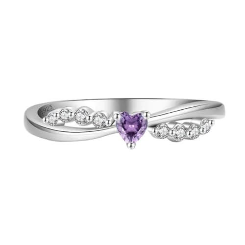 Bague romantique en argent et cœur arc-en-ciel pour un cadeau de mariage
