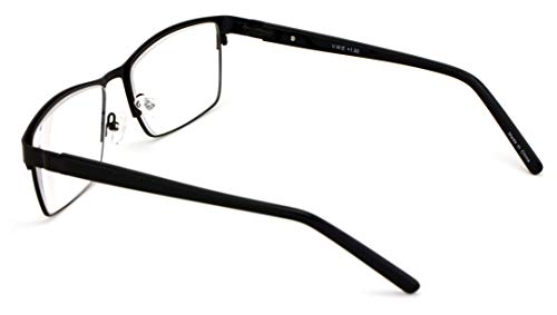 V.w.e. Men Premium Rectangle Metal With Plastic Temple Extra Large Reader - 152Mm Wide Frame Reading Glasses (Black, 2.00) #TOP3