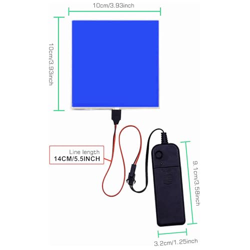 Image of El Sheet Panel Light - 2Pcs 10 x 10cm DIY Electroluminescent Cuttable Mask Eye Lighting DIY Cosplay Party Decoration Continuous /Strobe (Blue)