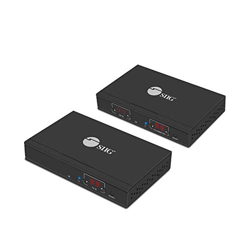 SIIG HDMI Over IP Extender/Matrix Kit (1 TX & 1 RX) 1080p at 395ft (120m) - Up to 256 combined RX/TX (Many to Many) - Supports H.264 Over IP - Matrix Configurable, HDMI Loopout, IR Extension, RS-232