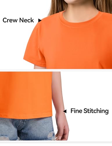 Image of KEREDA Girls Shirts Short Sleeve Soft Cotton T-Shirts Plain Tops for Kids