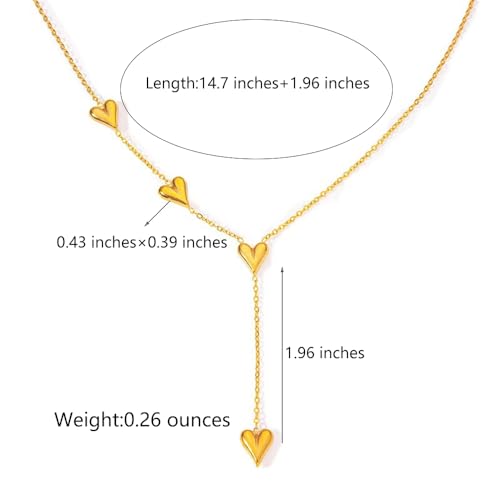 NIQIPOK Gold Heart Necklace for Women Dainty Gold Heart Pendant Necklace Gold Long Heart Necklace Tassels Necklace Gold Charm Necklace Valentine Jewelry2