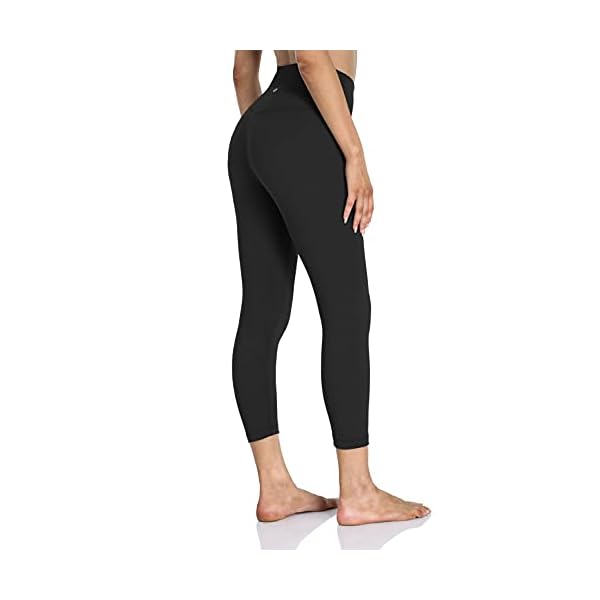 HeyNuts High Waisted Yoga Capris Leggings for Women, Buttery Soft Workout Cropped Pants Compression 3/4 Leggings 21'' Black M(8/10)