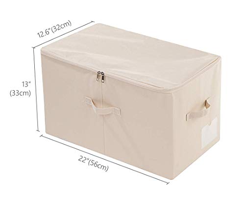 Large Fabric Storage Bins with Lids, 60L Large Storage Boxes with Lids, Fits Wardrobe Closet Shelves Clothing Blankets Organizer, Washable& Label Pocket, Stackabel, Beige