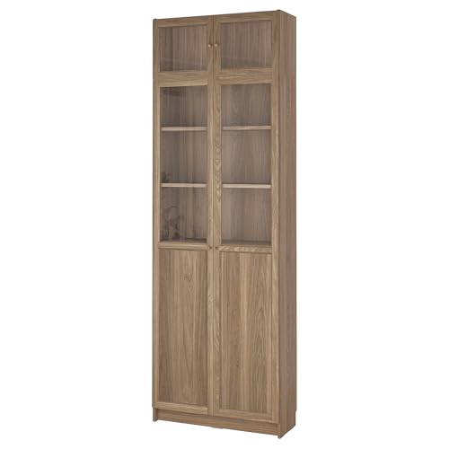 ProTuning BILLY/OXBERG - Estantería con puertas de cristal, efecto roble/vidrio transparente, 80 x 30 x 237 cm