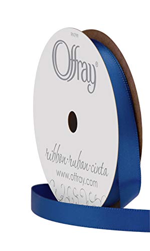 Image of Offray 067031 3 /8 inch Wide Single Face Satin Ribbon, Royal Blue, 6 Yds