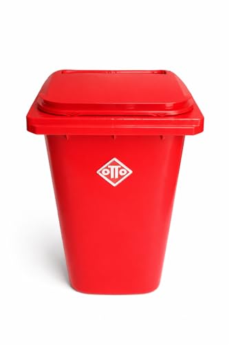 Image of OTTO Plastic Manual-Lift Garbage Waste Dustbin with Wheels 240 Ltr Red