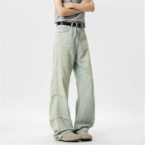 Men's Relaxed Logger Jeans, Vintage Fashion, Casual Light Color Washed Loose Cargo Denim Pants4