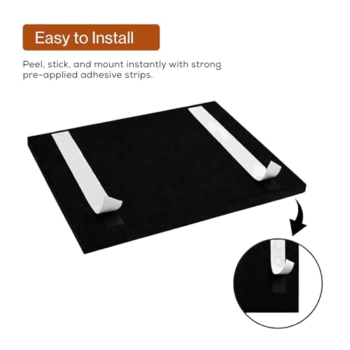 Image of MMT Acoustix Slats Felt Acoustic Panels for Walls | Luxury PET Polyester Sound Absorbing Wall Panels | Echo & Reverb Control | Pin-Friendly Bulletin Board | 30x30 cm Panels | Black | Set of 8