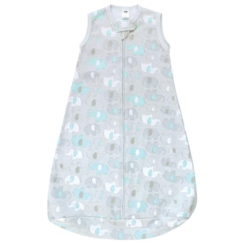 Image of Hudson Baby Unisex Baby Cotton Long-Sleeve Wearable Sleeping Bag, Sack, Blanket, Neutral New Elephant, 0-3 Months
