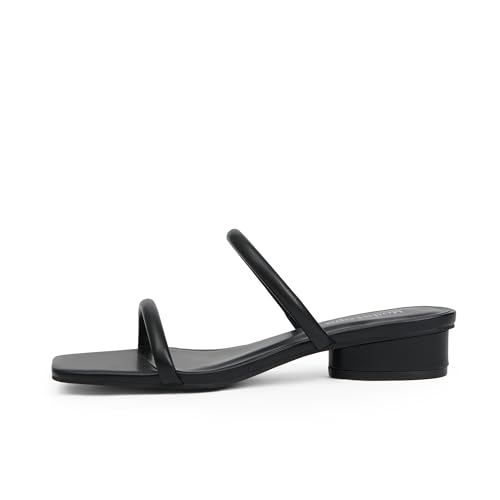 Image of Modatope Square Open Toe Heeled Sandals Women Two Strap Chunky Heel Sandals for Women Low Block Heel Sandal Dressy